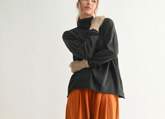Pima cotton slouchy turtleneck