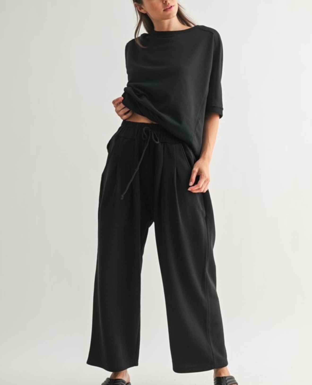 Dune drift cotton blend wide leg pants