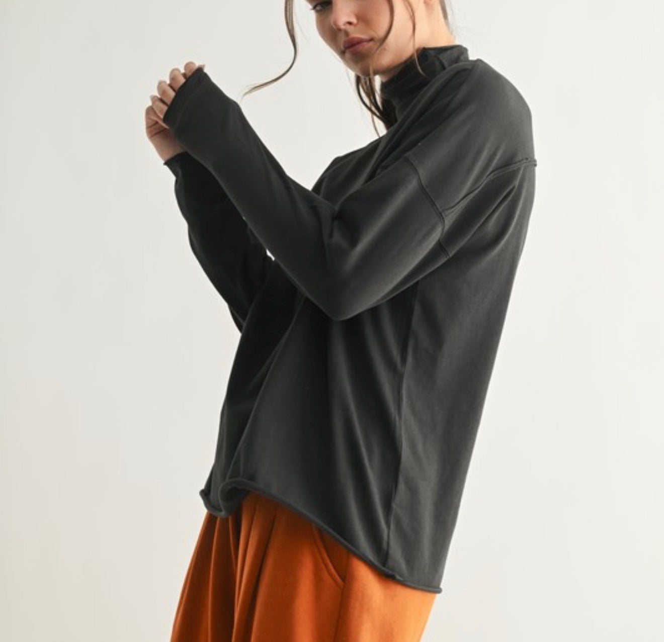 Pima cotton slouchy turtleneck