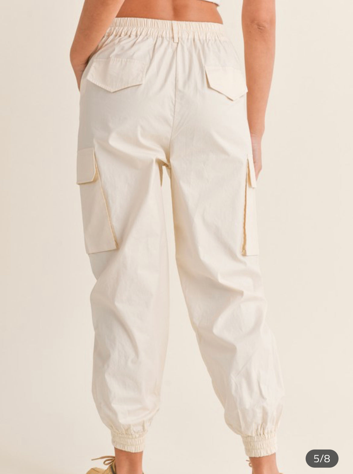 Ecru cargo joggers